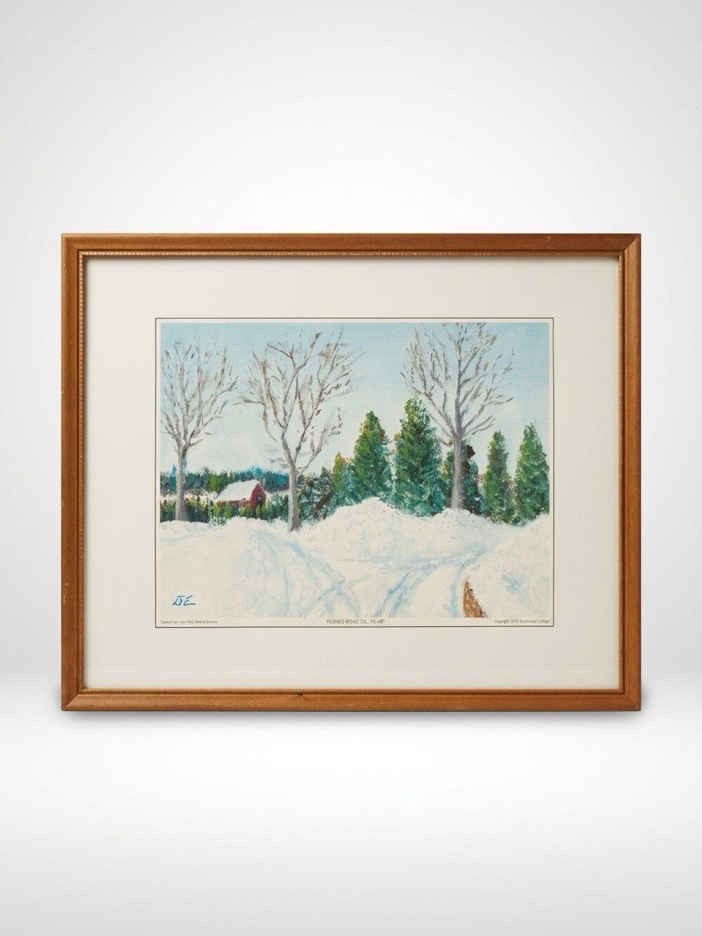 The Deserted Barn Print by Eisenhower College 1970 Oil Print Vintage ArtDecor